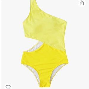 Yellow Neon 2-Tone One Piece Monokini Swimsuit